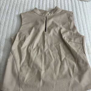 NWT Andrew Marc Tan Sleeveless Top. Croc leather print on front